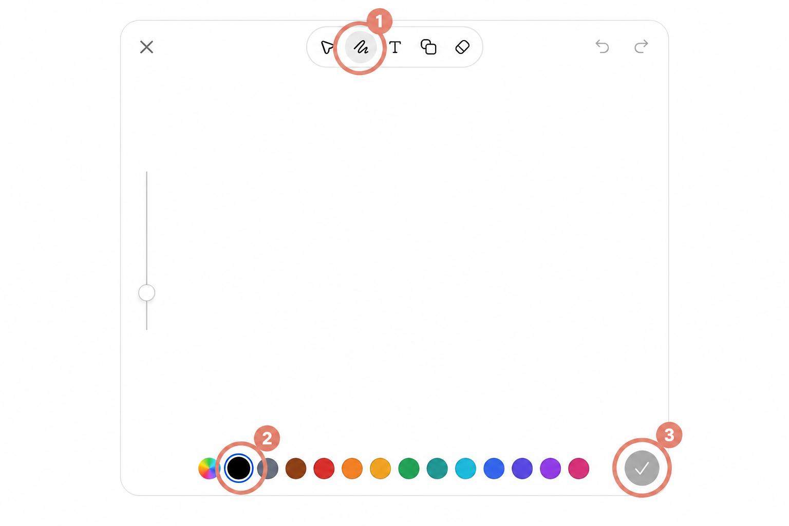 ChatGPTのSketch機能のキャンバス画面(ツールバーとカラーパレット)
