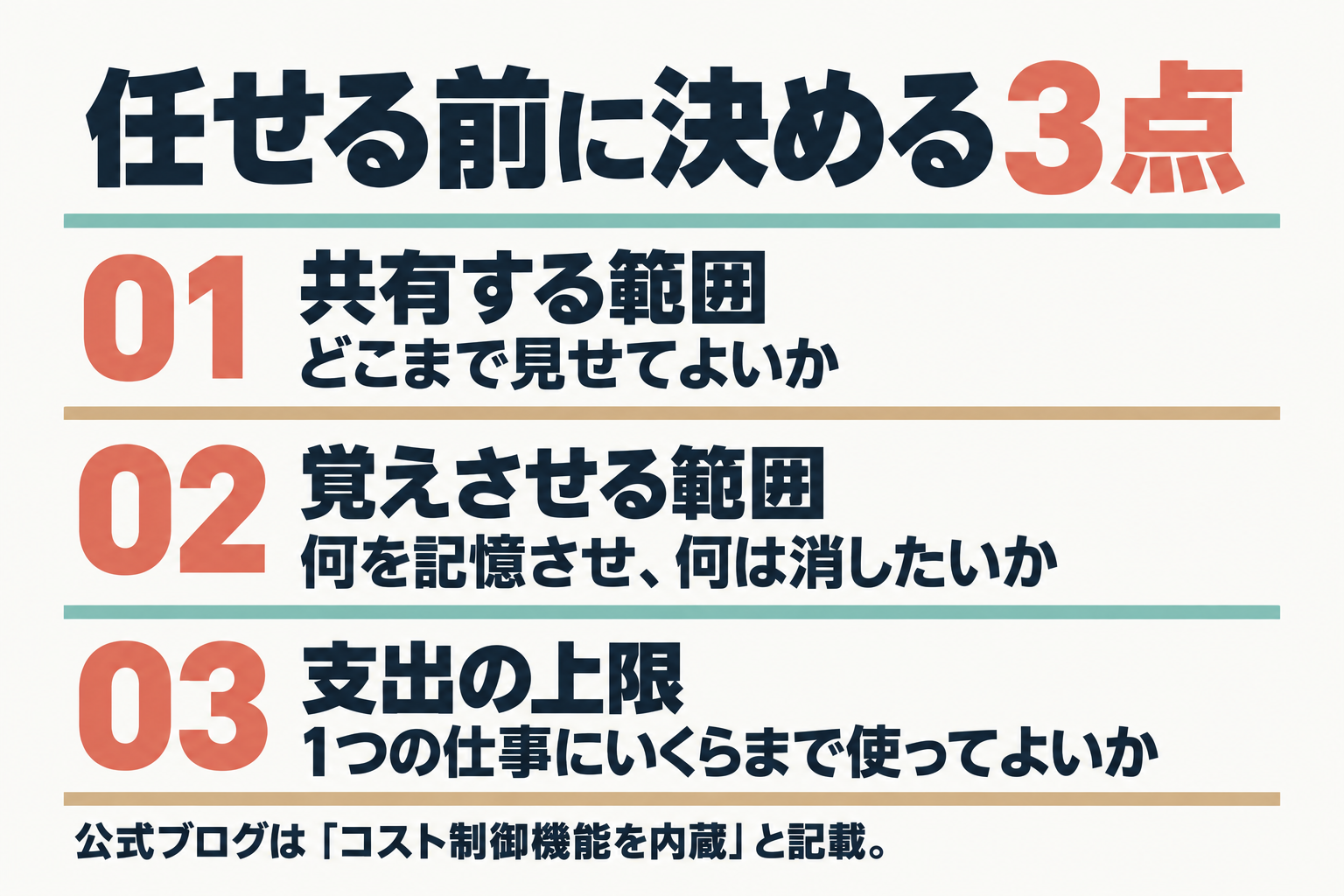 任せる前に決める3点の図