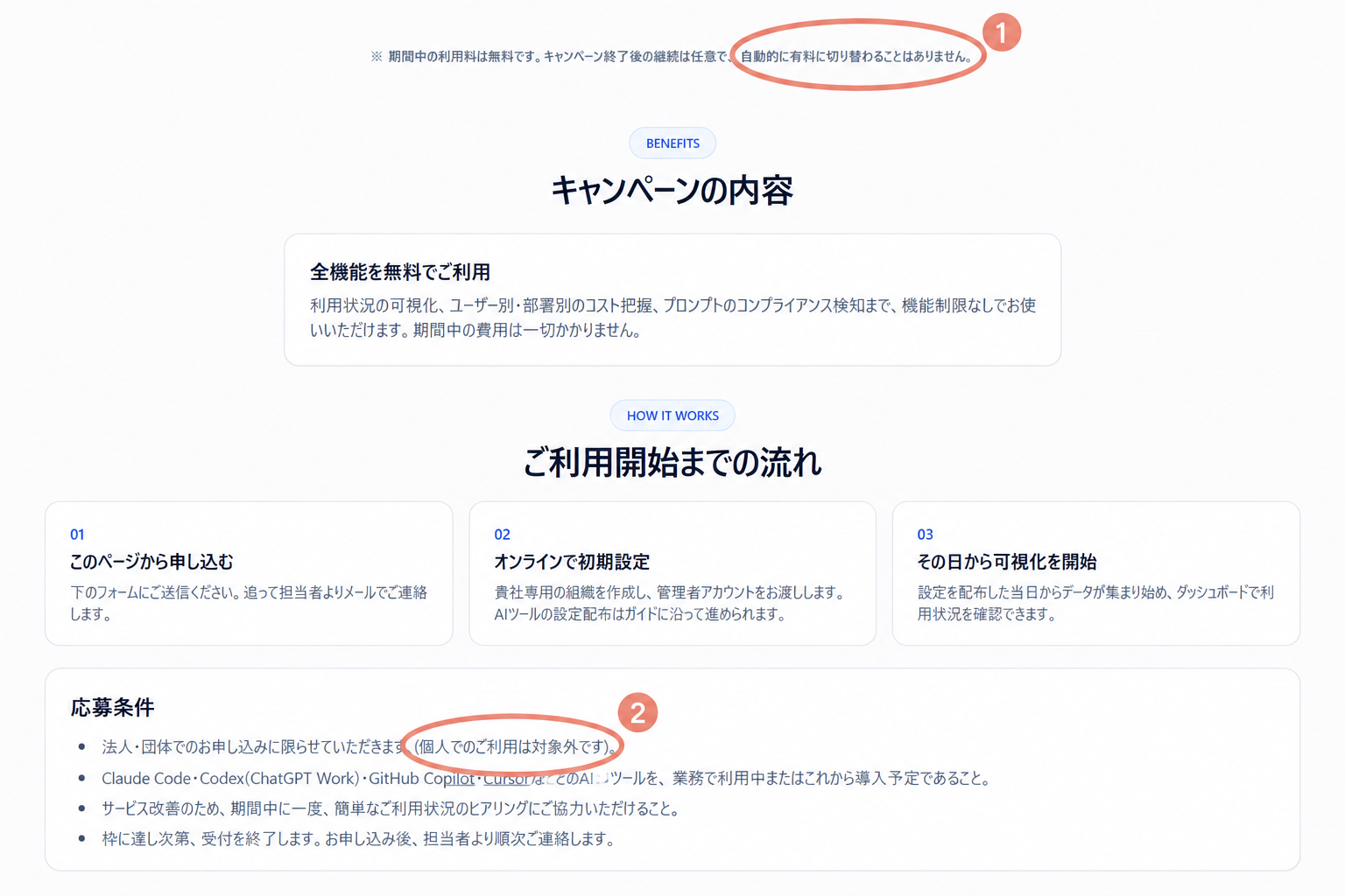 SEKIMORI公式キャンペーンページの応募条件と無償継続の注記