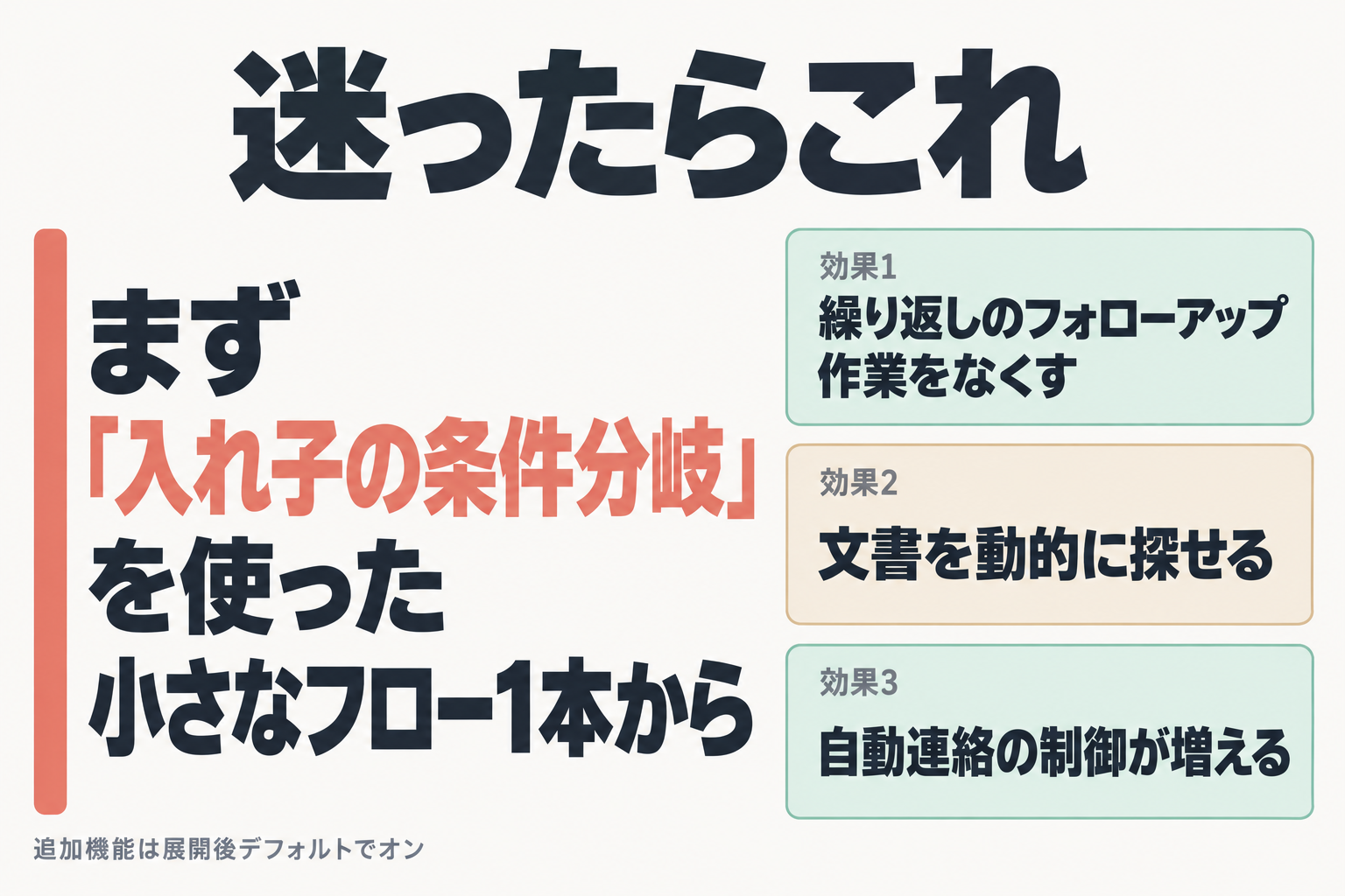 入れ子の条件分岐から試すことを勧める結論と公式が挙げる効果3点